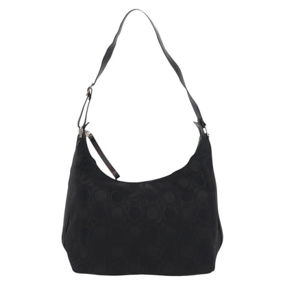 Salvatore Ferragamo Gancini Shoulder Bag Nylon, BLACK, LEATHER, Shoulder bag