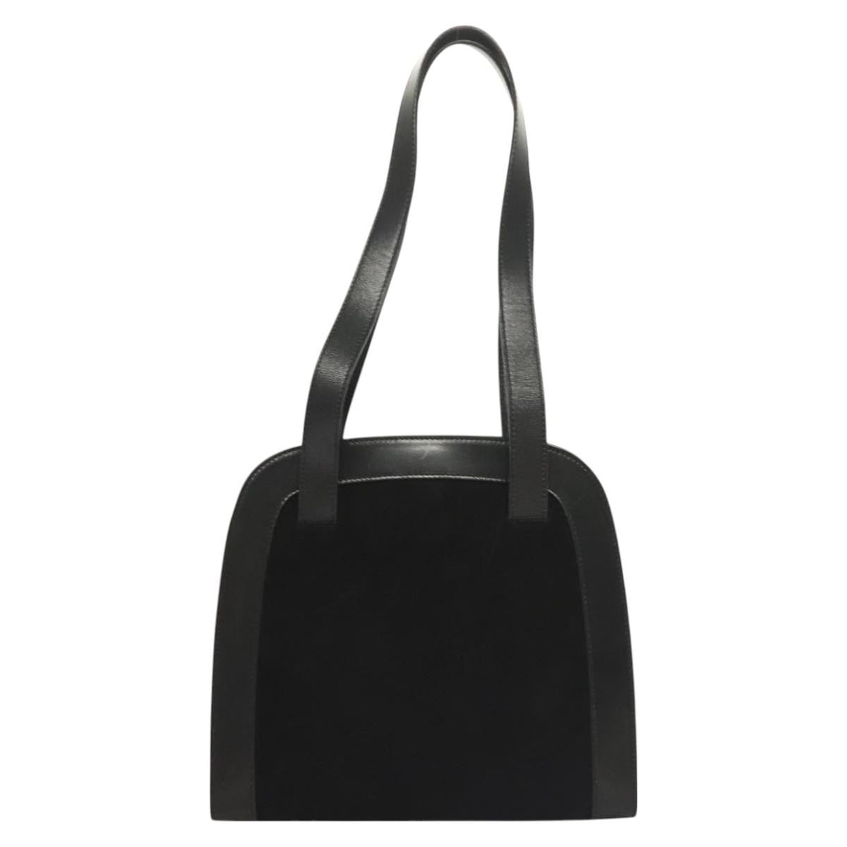 Celine Shoulder Bag Suede and leather, BLACK, SUEDE, Shoulder bag