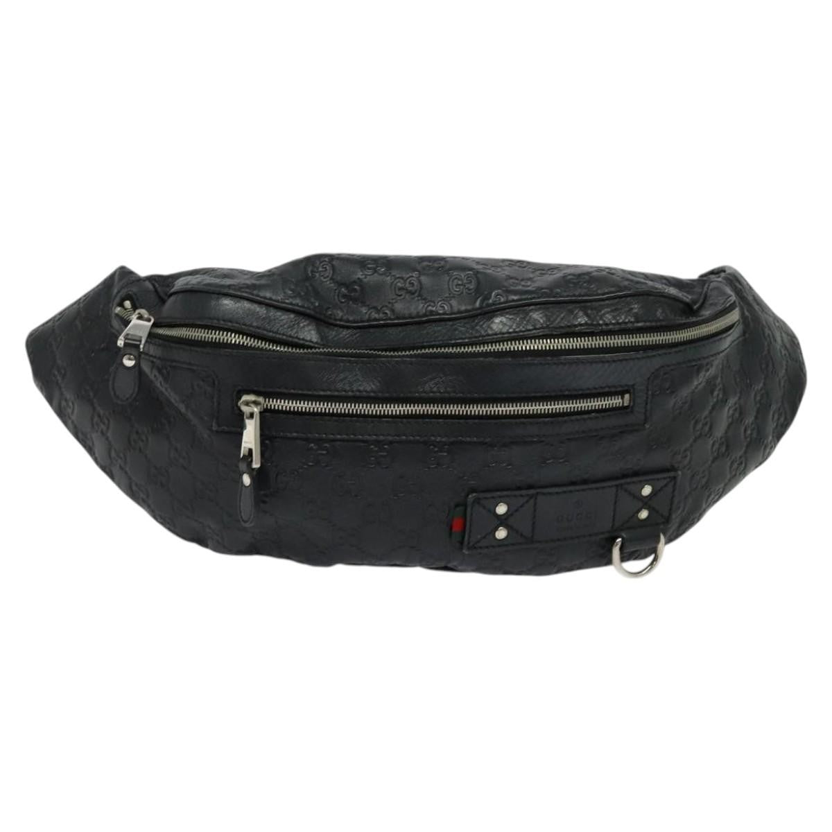 Gucci Waist Bag Guccissima Leather, BLACK, LEATHER, Clutche & pouche