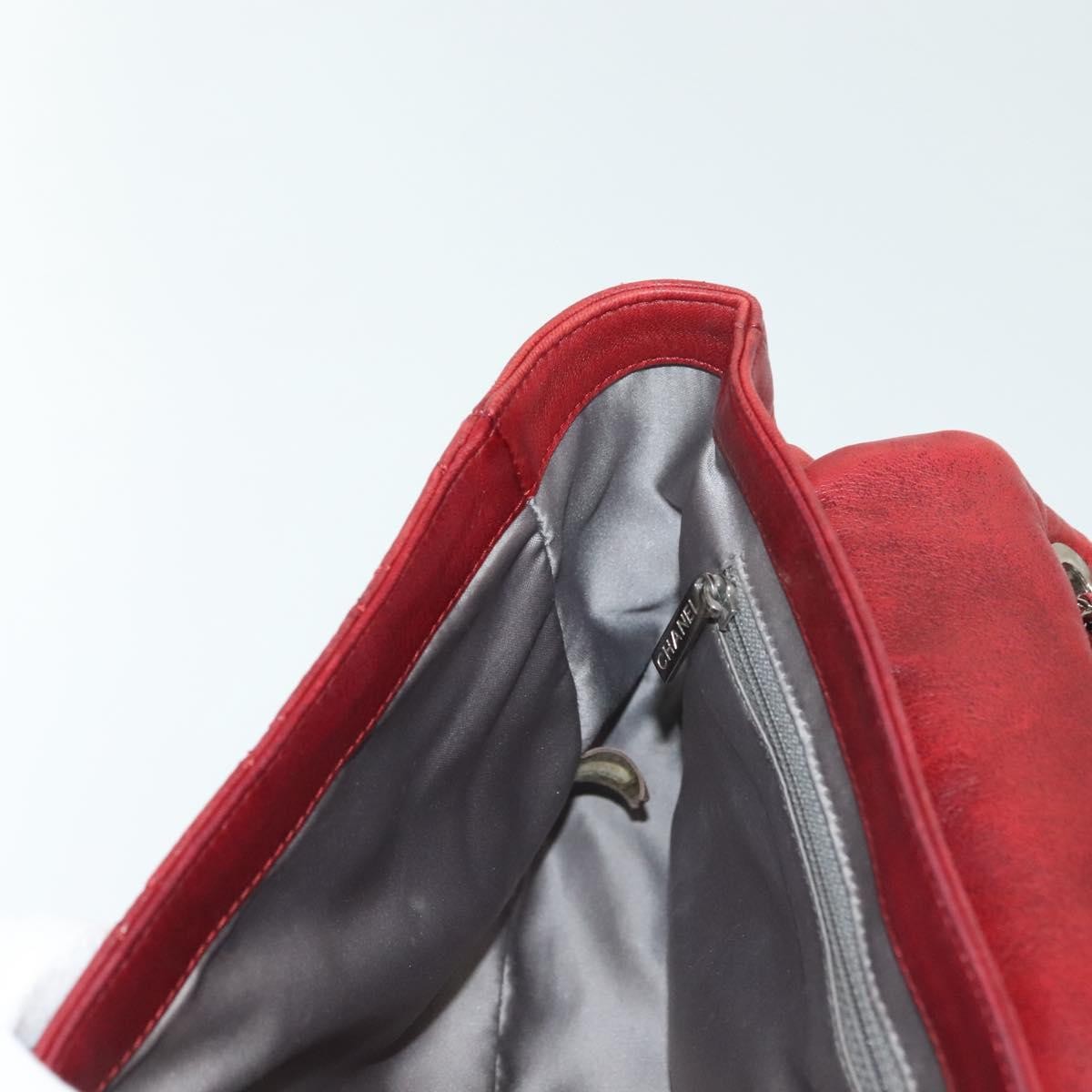 Chanel Now and Forever Flap Bag Quilted Lambskin, RED, LEATHER, Shoulder bag