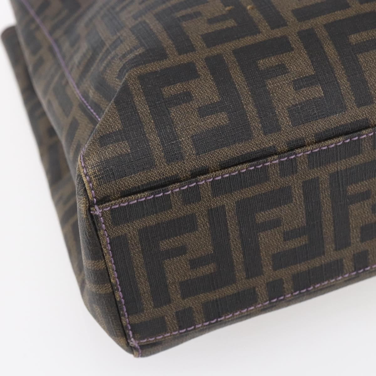 Fendi Compartment Shopping Tote Zucca Coated Canvas, BLACK, PVC, Tote bag