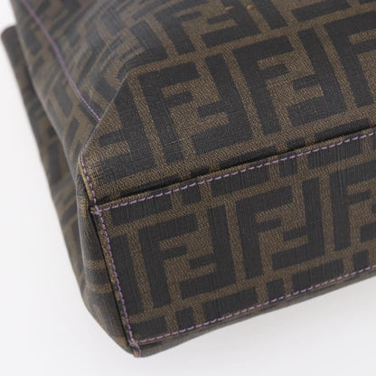 Fendi Compartment Shopping Tote Zucca Coated Canvas, BLACK, PVC, Tote bag