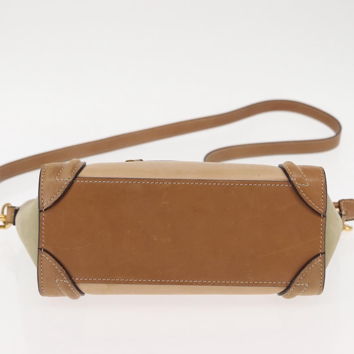 Celine Tricolor Luggage Bag Leather, BEIGE, LEATHER, Handbag