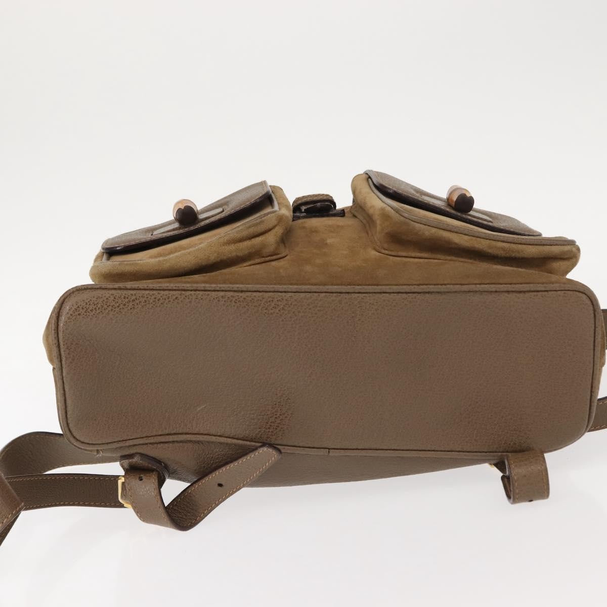 Gucci Vintage Bamboo Backpack Suede, BROWN, SUEDE, Backpack
