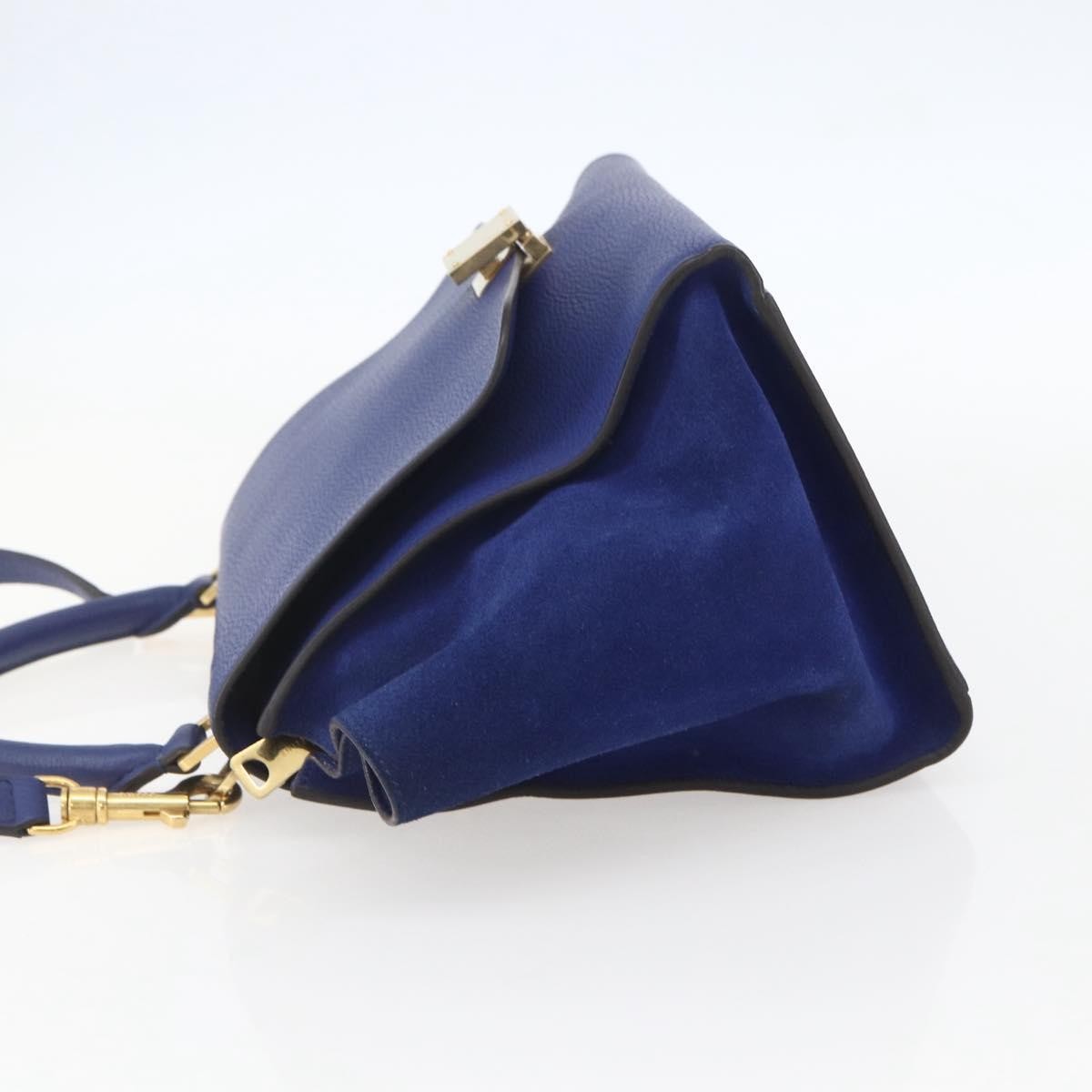 Celine Trapeze Bag Leather with Suede, BLUE, LEATHER, Handbag