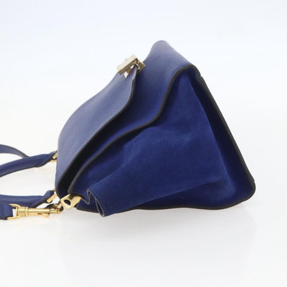 Celine Trapeze Bag Leather with Suede, BLUE, LEATHER, Handbag