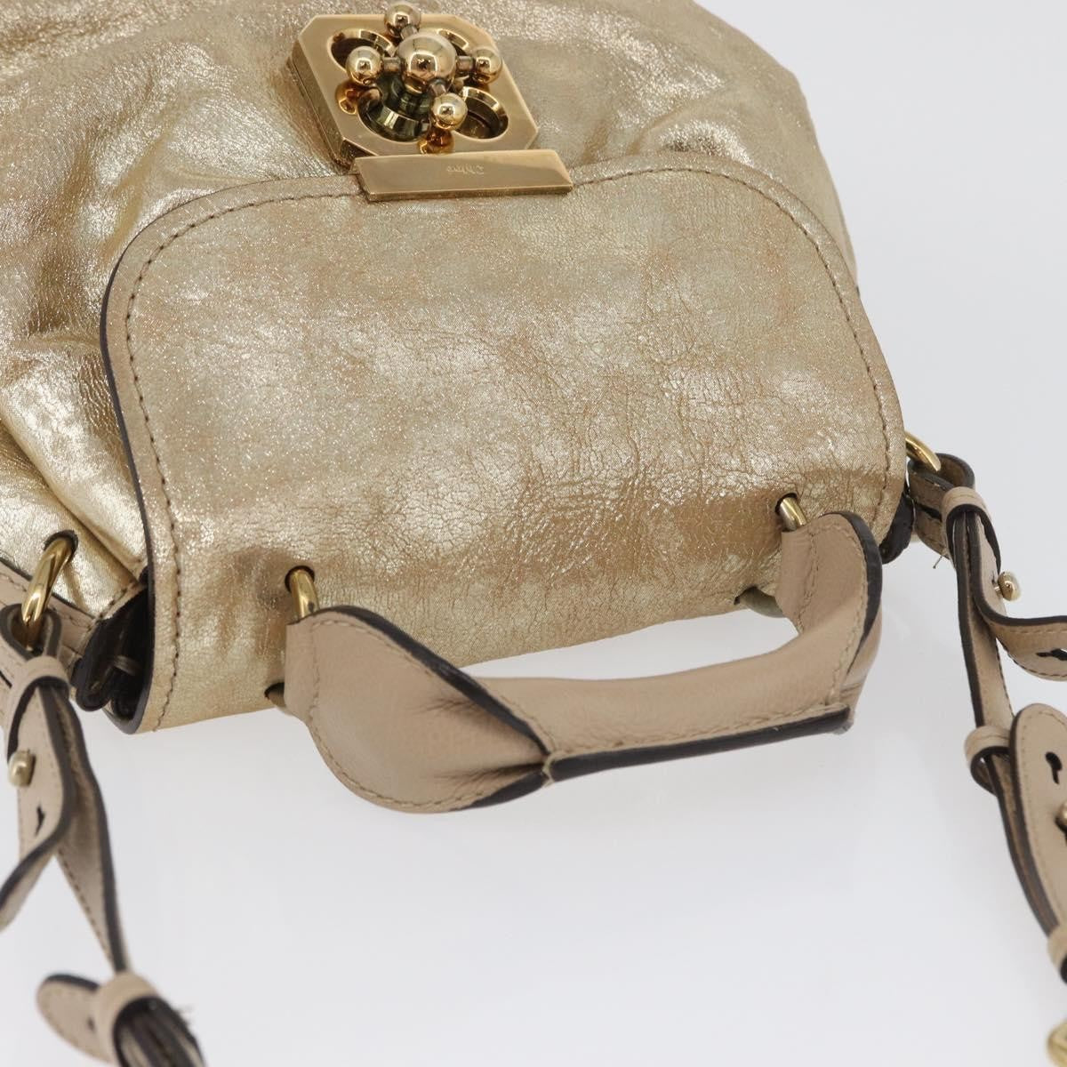 Chloe Elsie Convertible Satchel Leather, Gold, Leather, Handbag