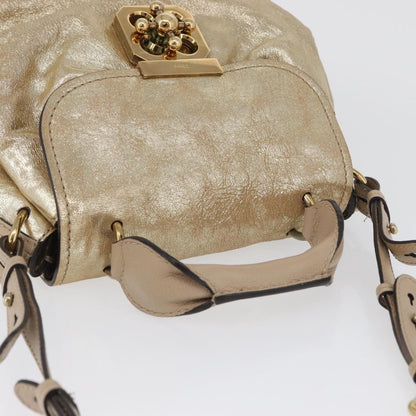 Chloe Elsie Convertible Satchel Leather, Gold, Leather, Handbag