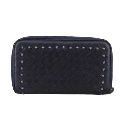 Bottega Veneta Intrecciato Long Zip  Wallet Leather, BLACK, LEATHER, Wallets