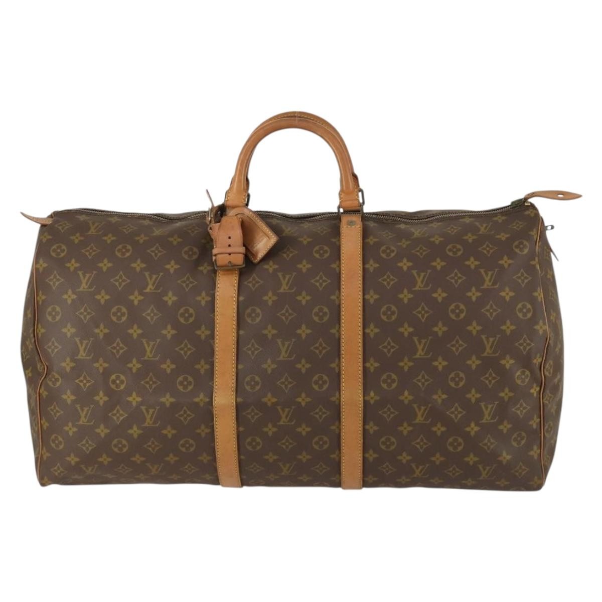 Louis Vuitton Keepall Bag Monogram Canvas, BROWN, CANVAS, Travel bag