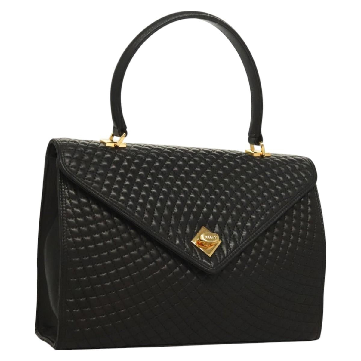 Bally Vintage Handbag Quilted Leather, BLACK, LEATHER, Handbag