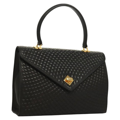 Bally Vintage Handbag Quilted Leather, BLACK, LEATHER, Handbag