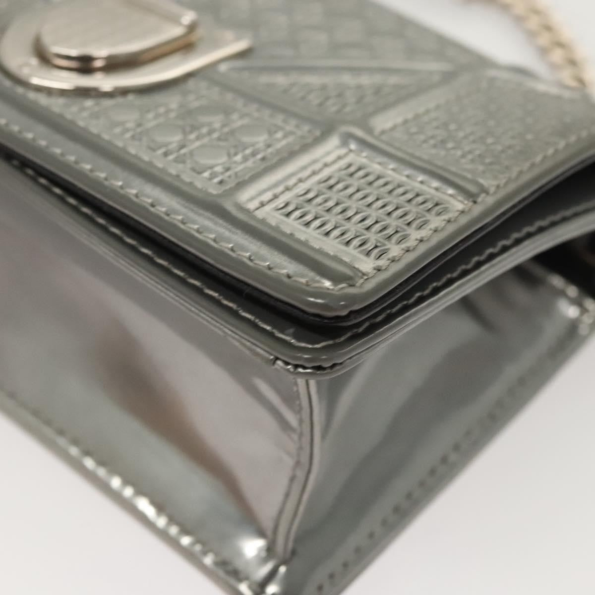 Christian Dior Diorama Wallet on Chain Enamel, SILVER, PATENT_LEATHER, Shoulder bag