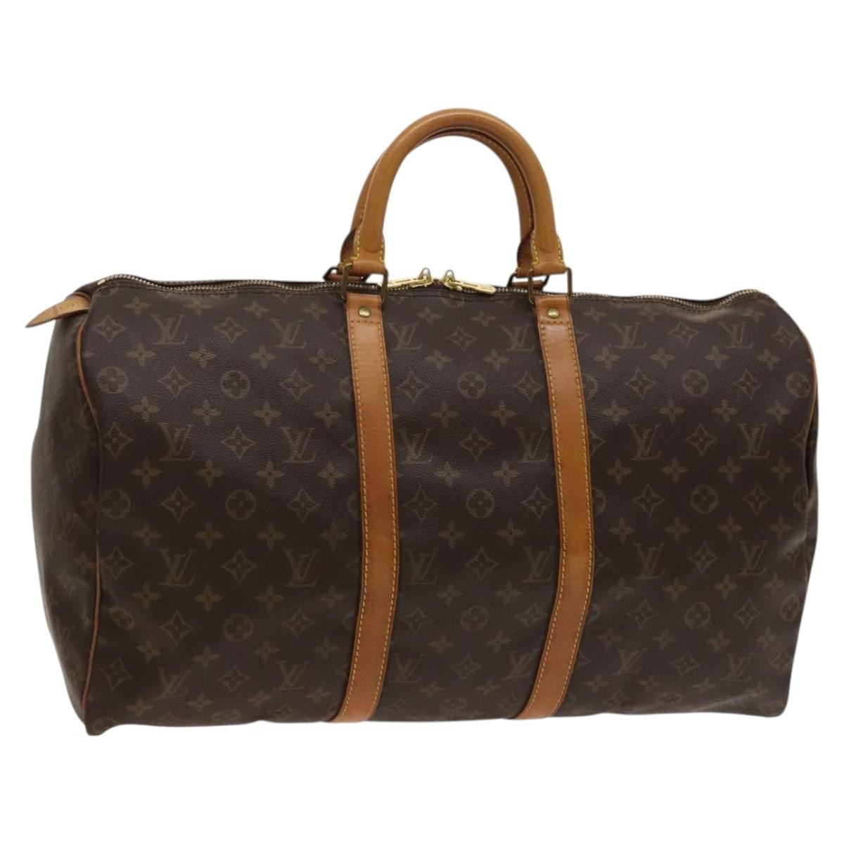 Louis Vuitton Keepall Bag Monogram Canvas, BROWN, CANVAS, Travel bag