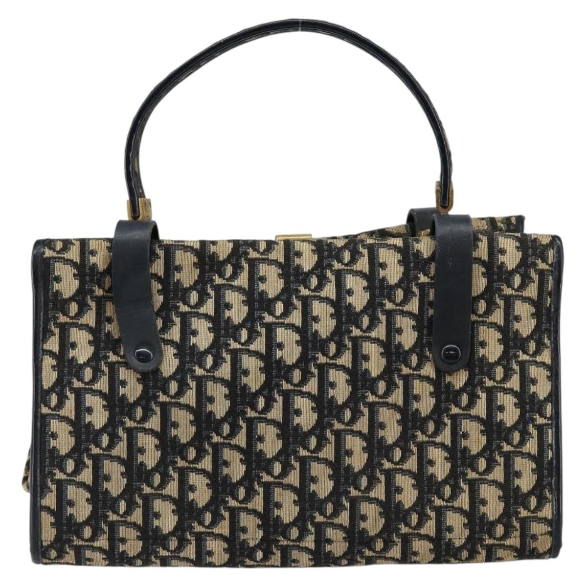 Christian Dior Vintage Trotter Handbag Canvas, NAVY, CANVAS, Handbag