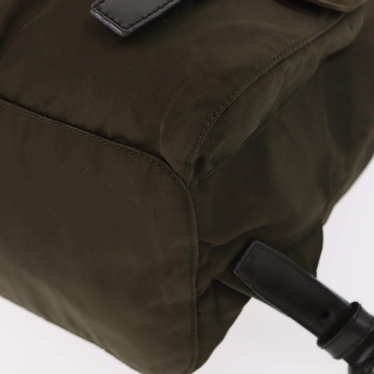 Prada Vela Double Front Pocket Backpack Tessuto with Saffiano Leather, KHAKI, NYLON, Backpack