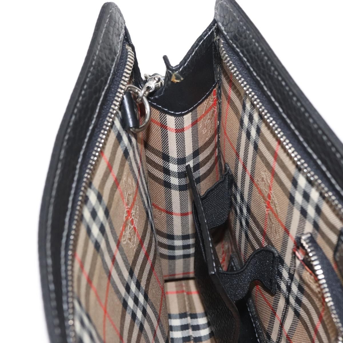 Burberry Zip Clutch Leather, BLACK, LEATHER, Clutche & pouche