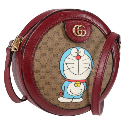 Gucci Doraemon Round Shoulder Bag Printed Mini GG Coated Canvas, BEIGE, PVC, Shoulder bag