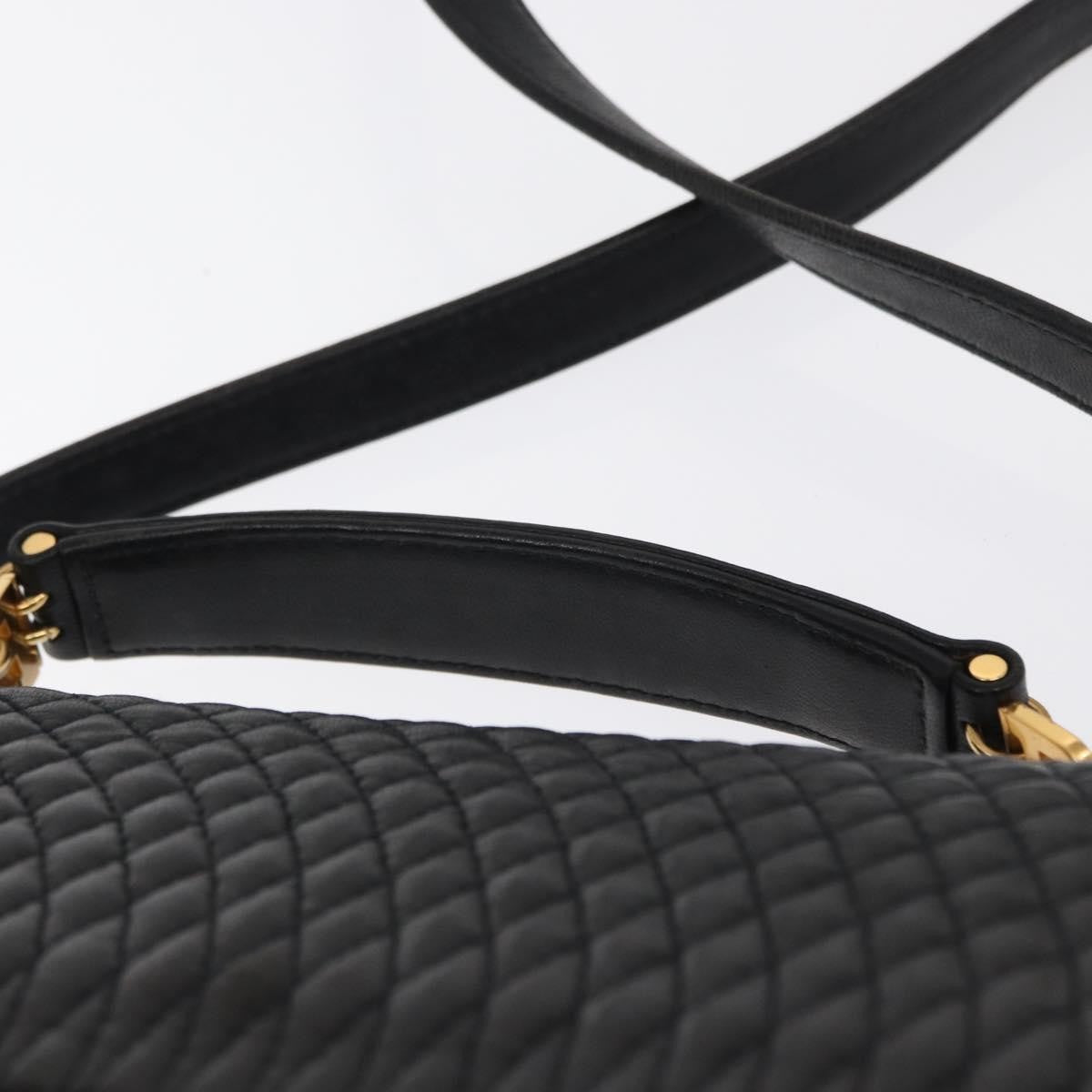 Bally Vintage Handbag Quilted Leather, BLACK, LEATHER, Handbag