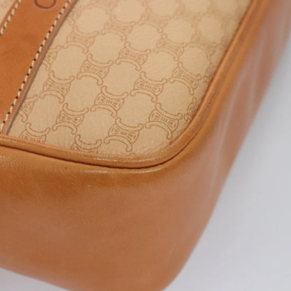 Celine Vintage Macadam Handbag Canvas and Leather, BEIGE, PVC, Handbag
