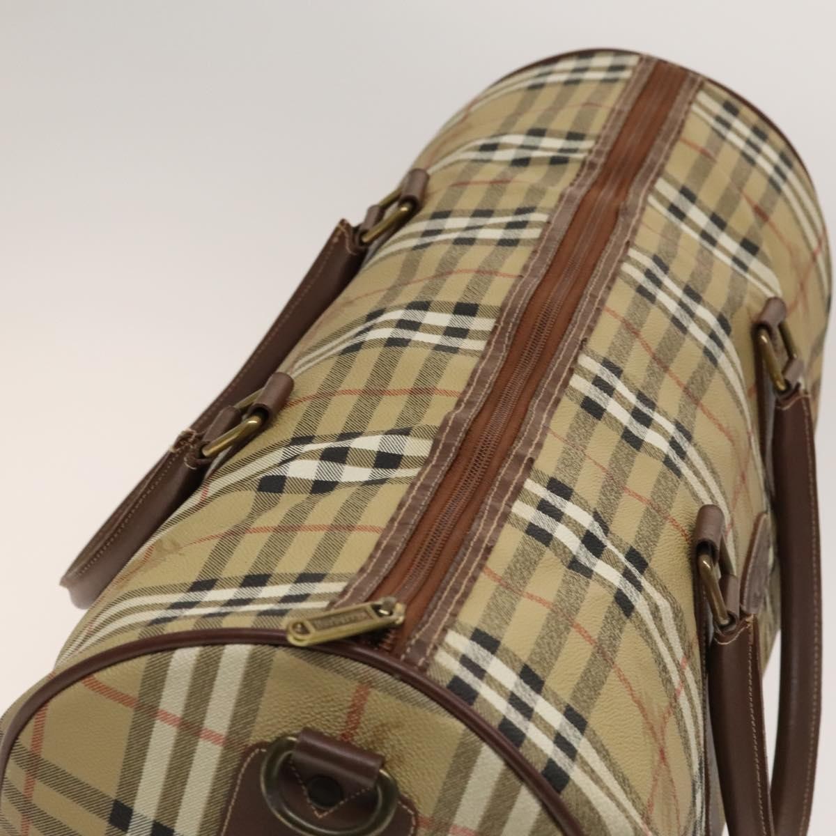 Burberry Nova check boston bag Canvas, Beige, PVC, Travel Bag