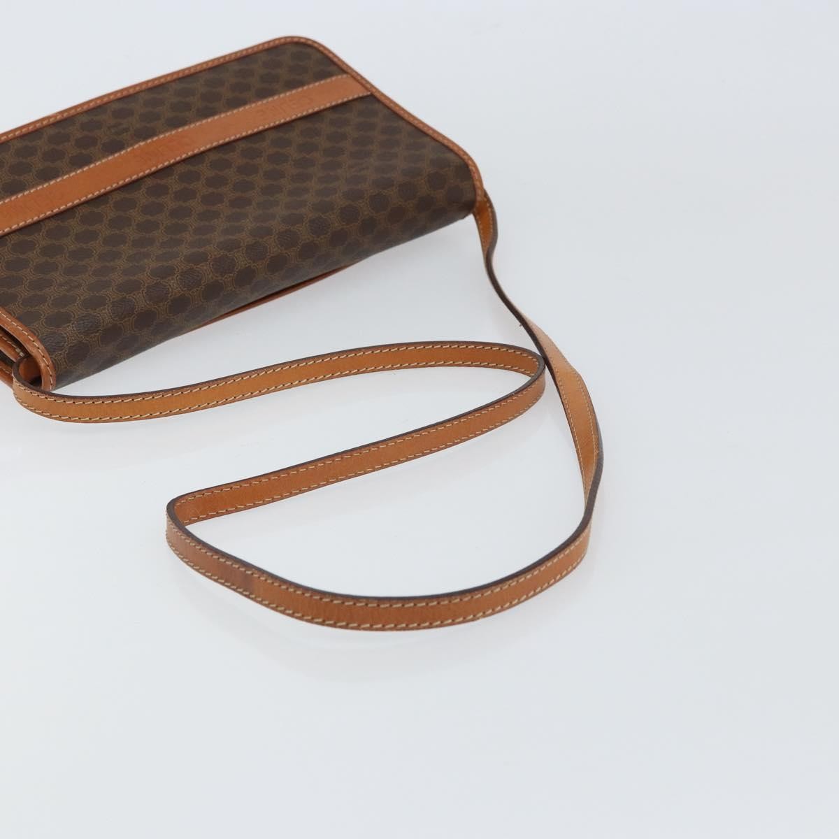 Celine Vintage Macadam Shoulder Bag Canvas and Leather, BROWN, CANVAS, Shoulder bag