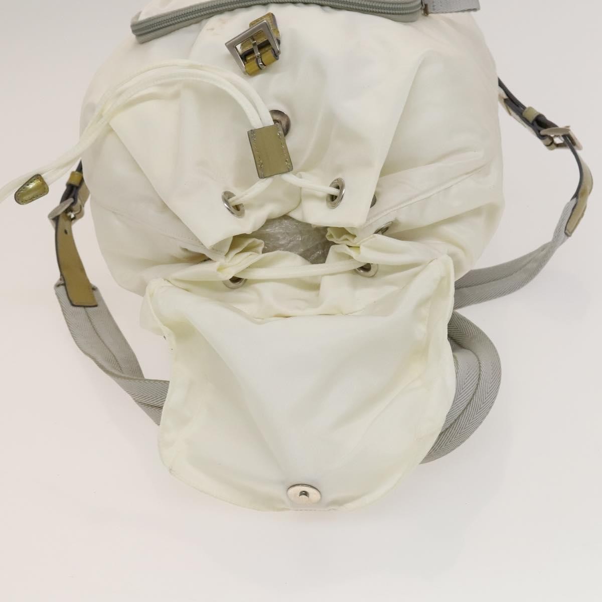 Prada Front Pocket Buckle Backpack Nylon, WHITE, NYLON, Backpack