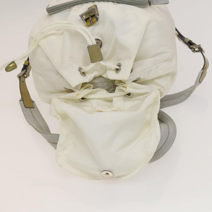 Prada Front Pocket Buckle Backpack Nylon, WHITE, NYLON, Backpack