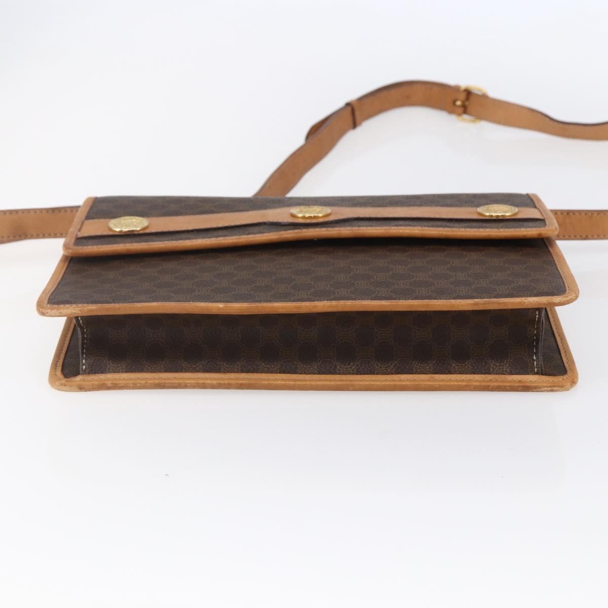 Celine Vintage Macadam Shoulder Bag Canvas and Leather, BROWN, CANVAS, Shoulder bag