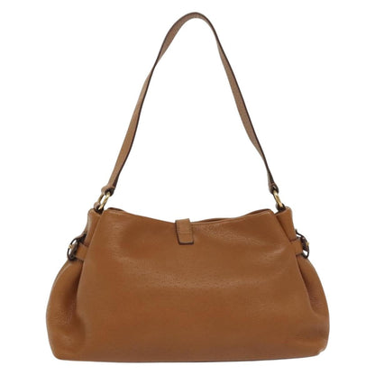 Salvatore Ferragamo Gancini Shoulder Bag Leather, BROWN, LEATHER, Handbag