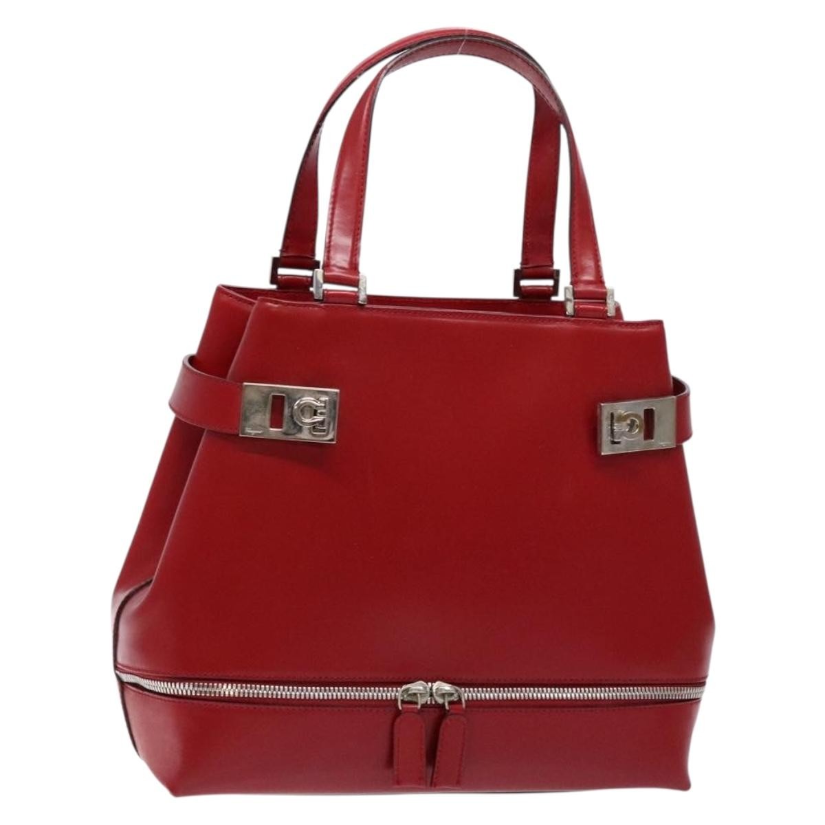Salvatore Ferragamo Gancini handbag Leather, RED, LEATHER, Handbag