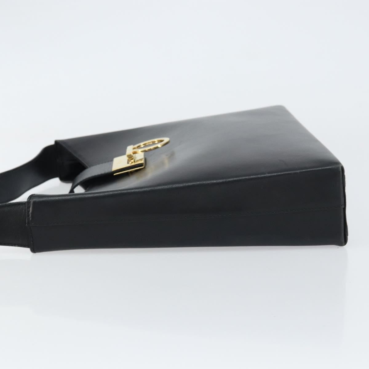 Salvatore Ferragamo Gancio Flap Hobo Leather, BLACK, LEATHER, Shoulder bag
