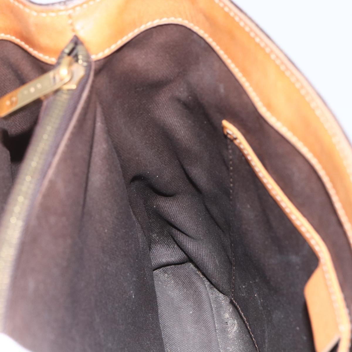 Celine Vintage Macadam Handbag Canvas and Leather, BROWN, CANVAS, Handbag