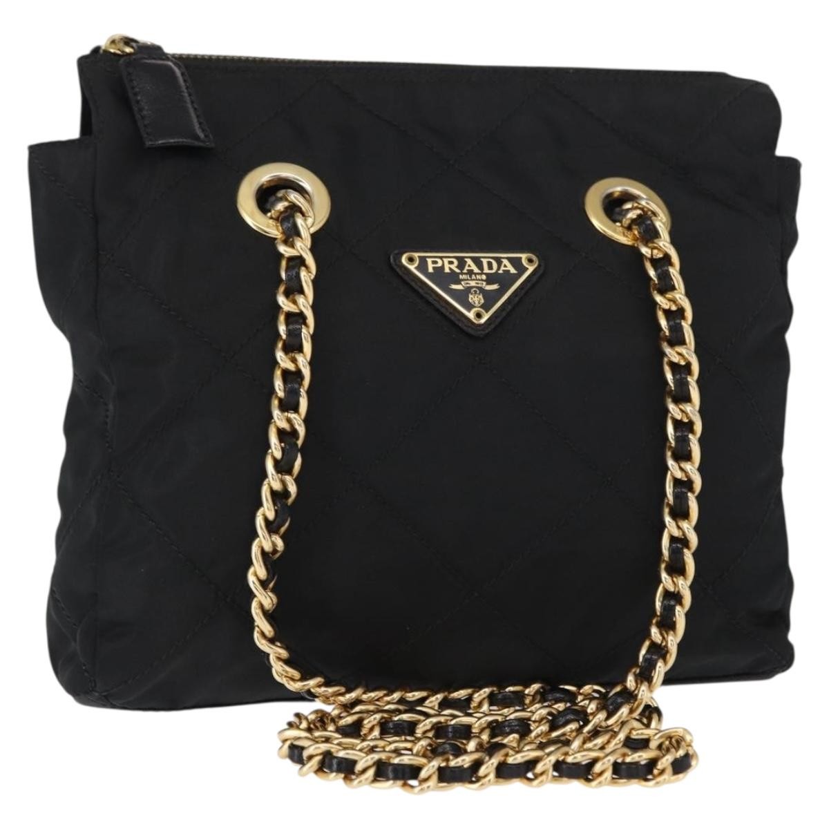 Prada Re-Edition 1995 Chain Tote Quilted Re-Nylon, BLACK, NYLON, Shoulder bag