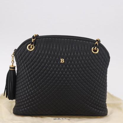 Bally Vintage Chain Shoulder Bag Quilted Leather, Black, Leather, Shoulder Bag