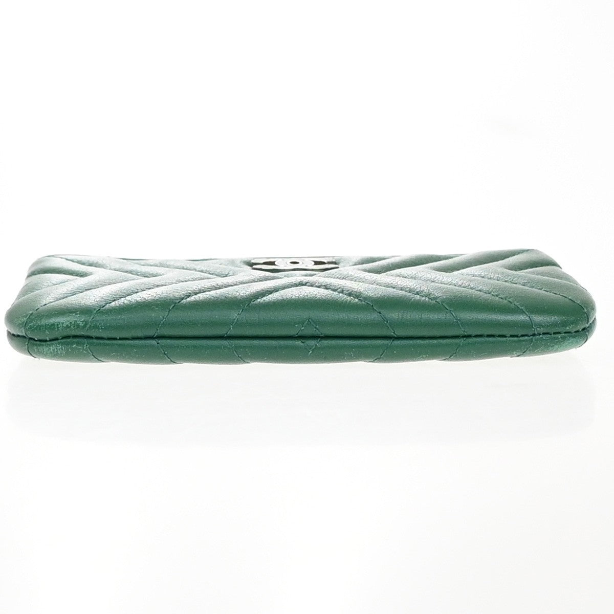 Chanel Card Case Leather, GREEN, LEATHER, Clutche & pouche