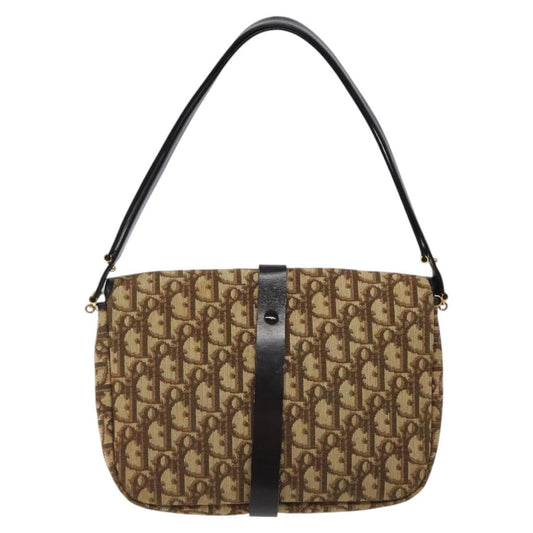 Christian Dior Vintage CD Flap Shoulder Bag Canvas, BROWN, CANVAS, Shoulder bag