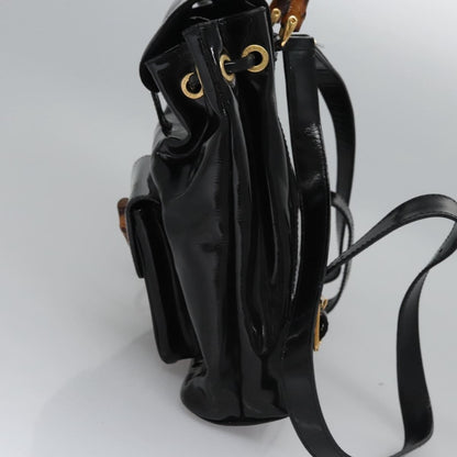 Gucci Vintage Bamboo Backpack Patent, BLACK, PATENT_LEATHER, Backpack