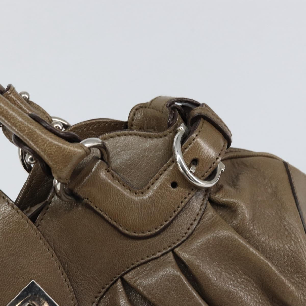 Salvatore Ferragamo Gancini handbag Leather, BROWN, LEATHER, Handbag