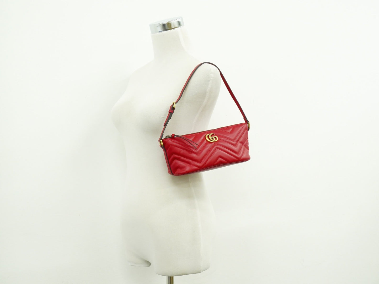 Gucci GG Marmont Shoulder Bag Leather, RED, LEATHER, Shoulder bag