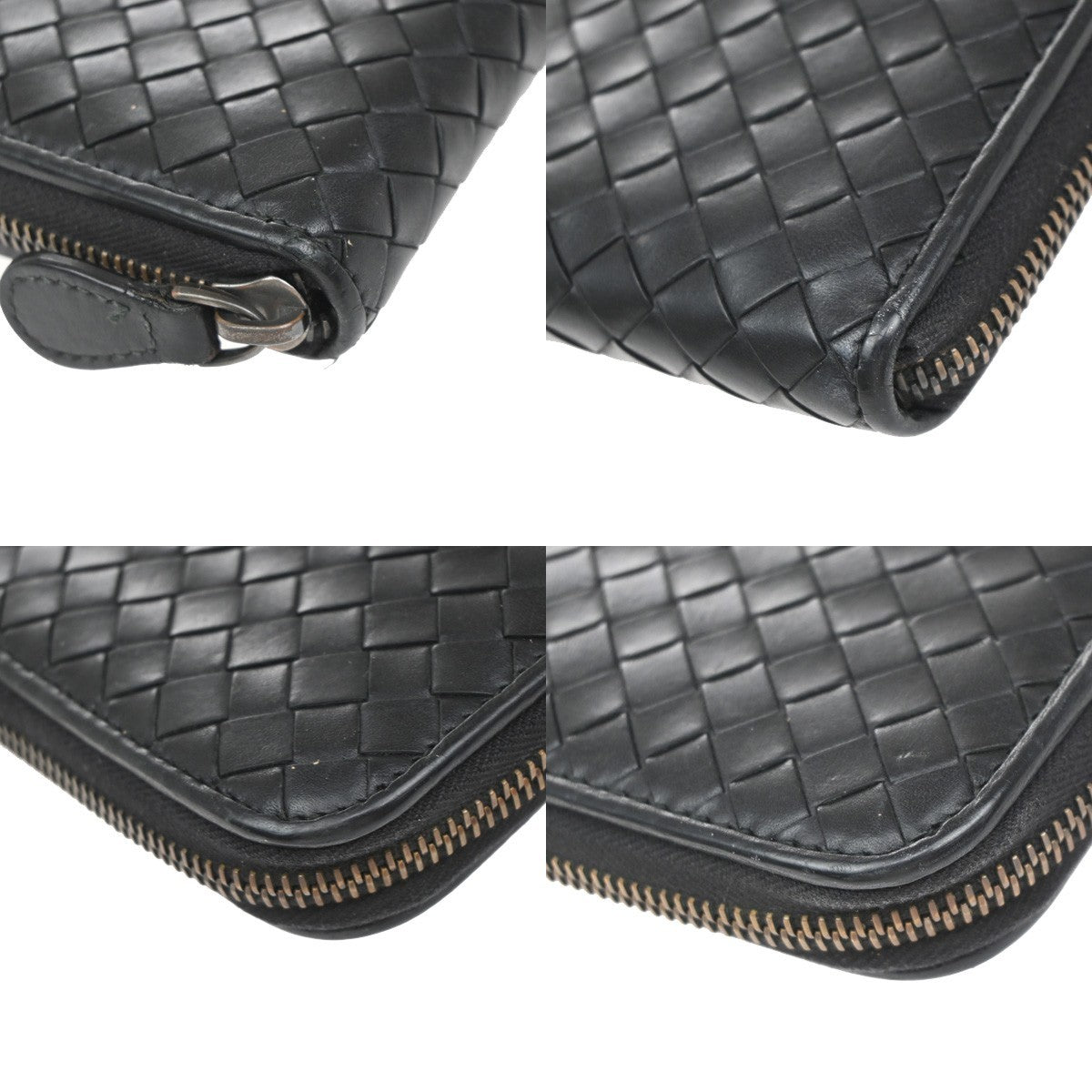 Bottega Veneta Intrecciato Long Zip  Wallet Leather, BLACK, LEATHER, Wallets
