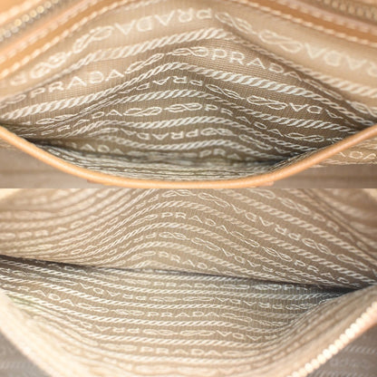 Prada Convertible Tote Canvas and Saffiano Leather, BEIGE, CANVAS, Tote bag