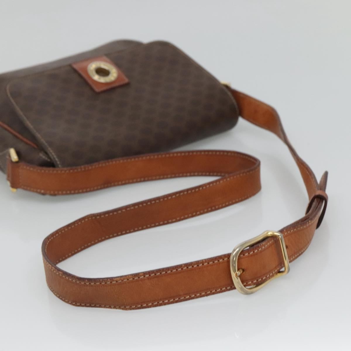 Celine Vintage Macadam Shoulder Bag Canvas and Leather, BROWN, CANVAS, Shoulder bag