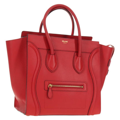 Celine Luggage Bag Grainy Leather, Red, Leather, Handbag