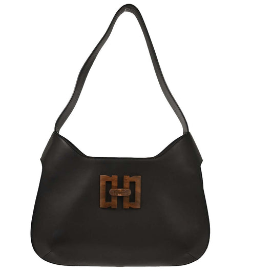 Salvatore Ferragamo Vintage Shoulder Bag Leather, BLACK, LEATHER, Shoulder bag