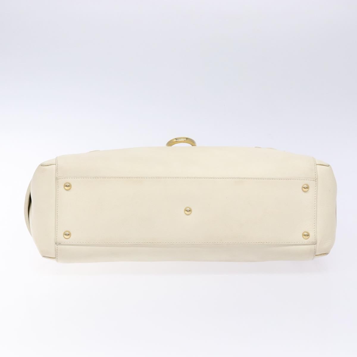 Salvatore Ferragamo Gancini top handle Leather, WHITE, LEATHER, Tote bag