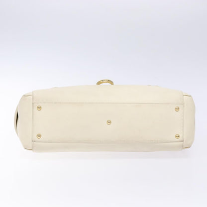 Salvatore Ferragamo Gancini top handle Leather, WHITE, LEATHER, Tote bag