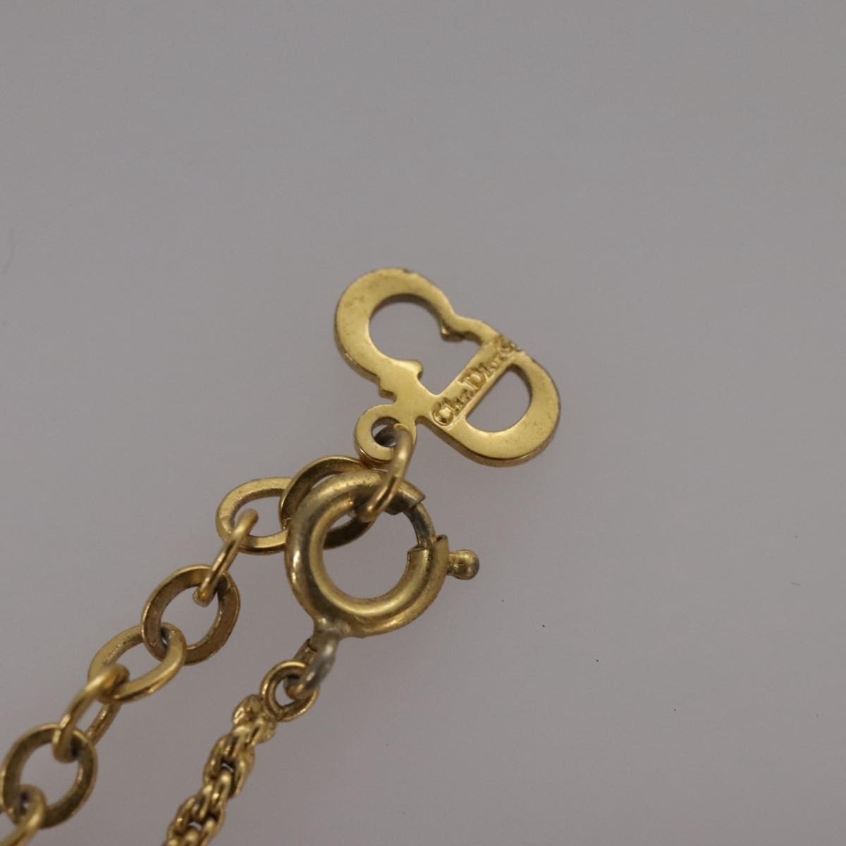 Christian Dior CD Pendant Necklace Metal and Crystals, GOLD, METAL, Necklace