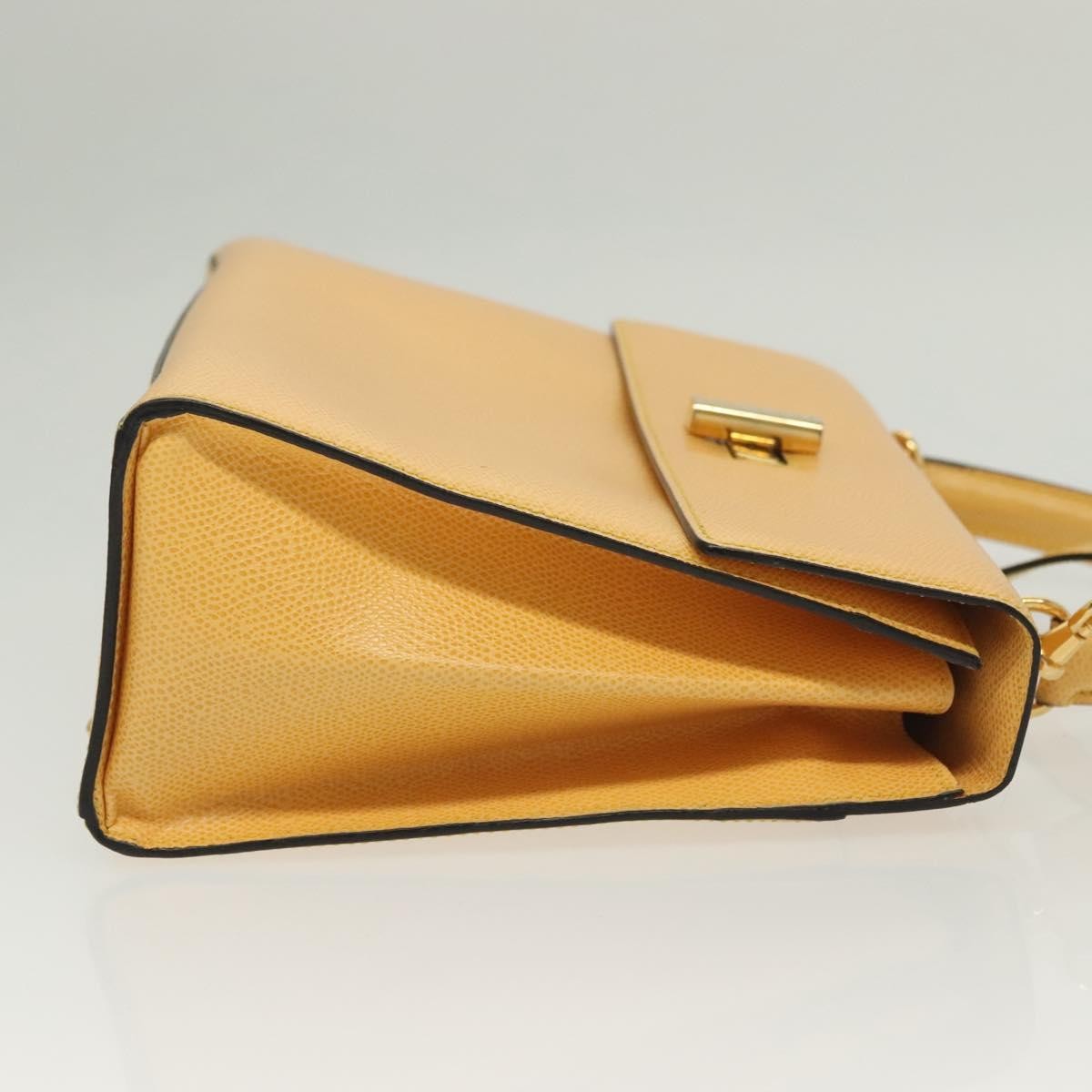 Celine Vintage Convertible Turnlock Top Handle Bag Leather, YELLOW, LEATHER, Handbag