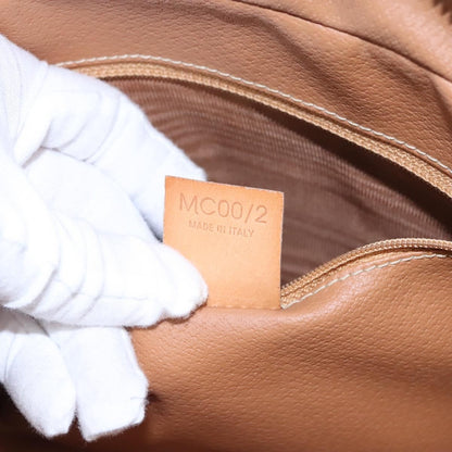 Celine Vintage Macadam Handbag Canvas and Leather, BEIGE, PVC, Handbag